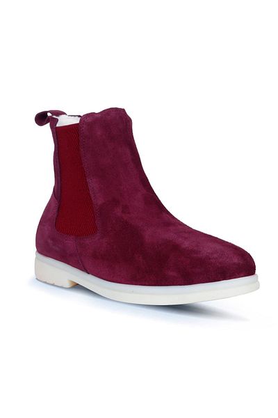 Bueno Shoes Дамски велурени равни ботуши, модел 01wt3300, червени, бордо