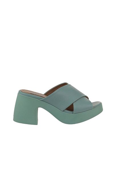 Bueno Shoes Πράσινα δερμάτινα γυναικεία παπούτσια με τακούνι - 01wy12201