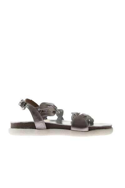 Bueno Shoes Sandale de damă din piele strălucitoare argintie - 01wu4703