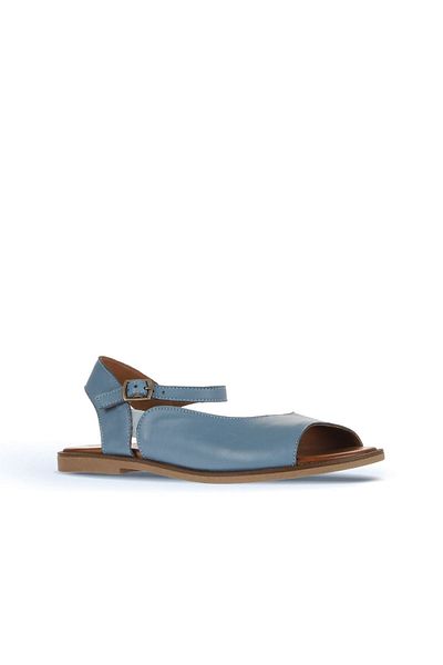 Bueno Shoes Sandale plate albastre de damă din piele - 01wa5707