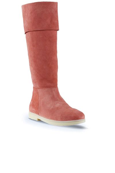 Bueno Shoes Suede γυναικείες φλατ μπότες σε σκόνη ανοιχτό - 01wt3307