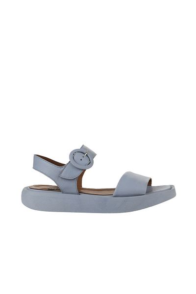 Bueno Shoes Sandale de damă din piele albastră cu toc pană - 01wy1002