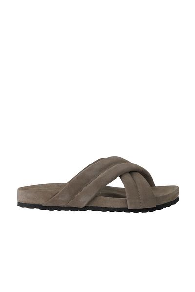 Bueno Shoes Ανδρικές φλατ παντόφλες μπεζ σκούρο σουέντ - 11t22220