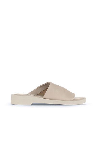 Bueno Shoes Γυναικείες Κρεμ Δερμάτινες Flat Παντόφλες - 01wy2902