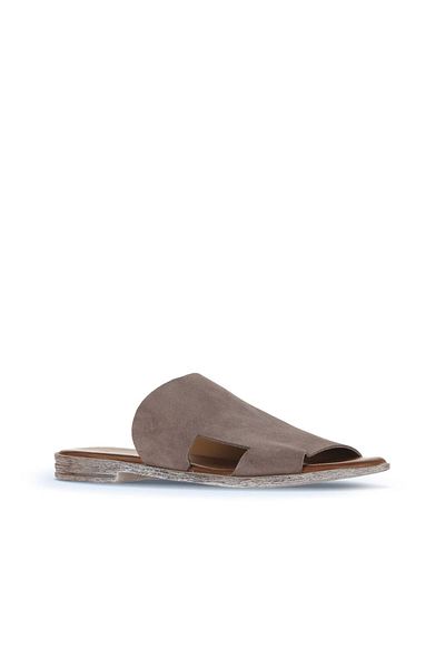 Bueno Shoes Γυναικείες φλατ παντόφλες σουέτ - Γκρι Σκούρο, Μοντέλο 01wa3012
