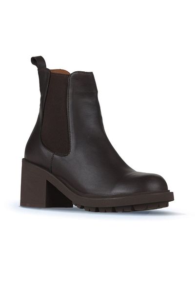 Bueno Shoes Γυναικείες μπότες με τακούνι - Καφέ δέρμα, Μοντέλο 01wz7902