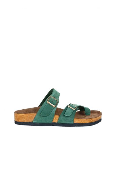 Bueno Shoes Ανδρικές πράσινες δερμάτινες σαγιονάρες Nubuck - 05mt102