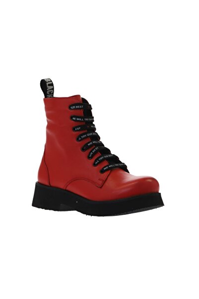 Bueno Shoes Kırmızı Deri Kadın Düz Bot 01wr8802