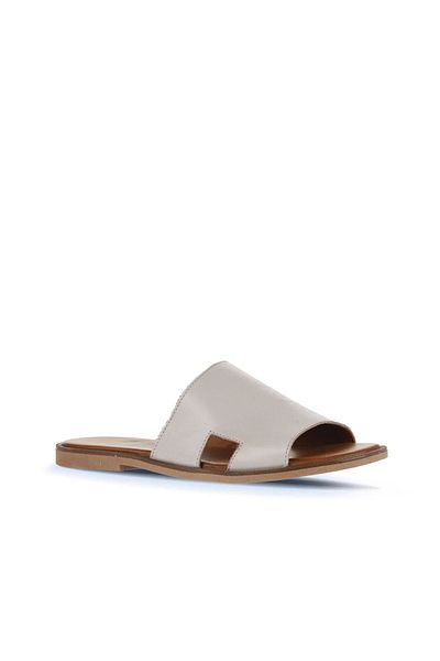 Bueno Shoes 01wa5705 Μοντέλο Γκρι Δερμάτινες Γυναικείες Επίπεδες Παντόφλες