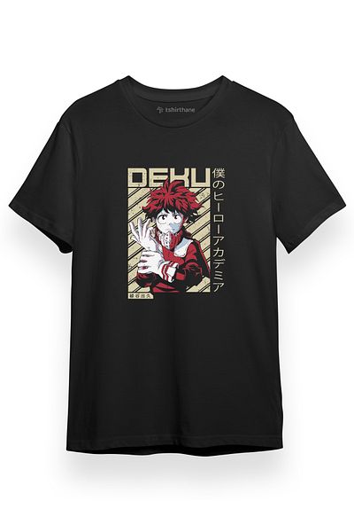 Tshirthane My Hero Academi Anime Deku Diagonal Art Μαύρο κοντομάνικο ανδρικό μπλουζάκι