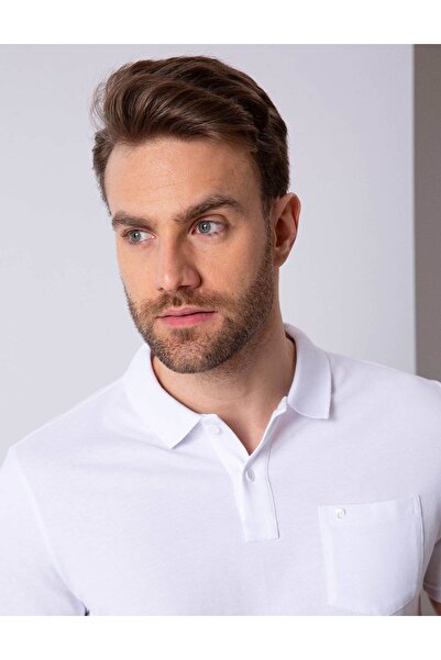 Pierre Cardin Біла футболка Regular Fit з коміром-поло Basic 50204835-VR013