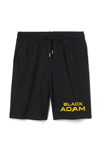 Tshirthane Ανδρικό μαύρο σορτς με λογότυπο Black Adam Letter