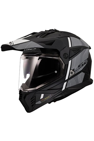 LS2 PIONEER 2 HILL MAT SİYAH-BEYAZ KASK