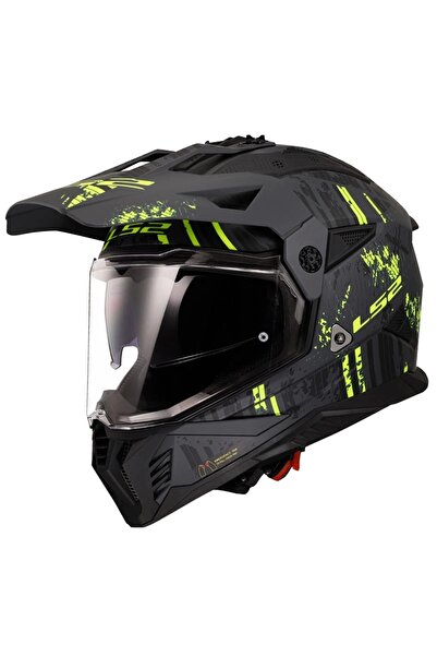 LS2 PIONEER 2 CRAZY MAT SİYAH-GRİ-NEON SARI KASK