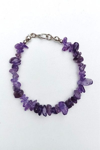 Pozitif Doğal Taş Amethyst Bracelet Kırıktaş 404-1