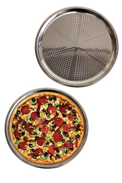 ALVERA COLLECTION Perforated Steel Pizza and Laacun Tray Medium Size -32 cm