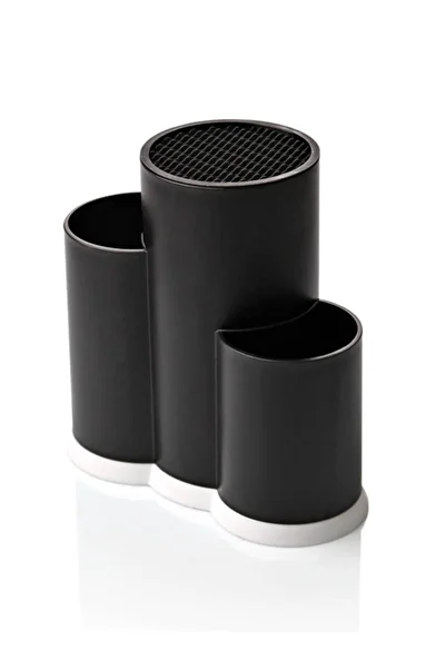 deryame 3 Compartment Spoon Holder - Chef Knife Stand Black