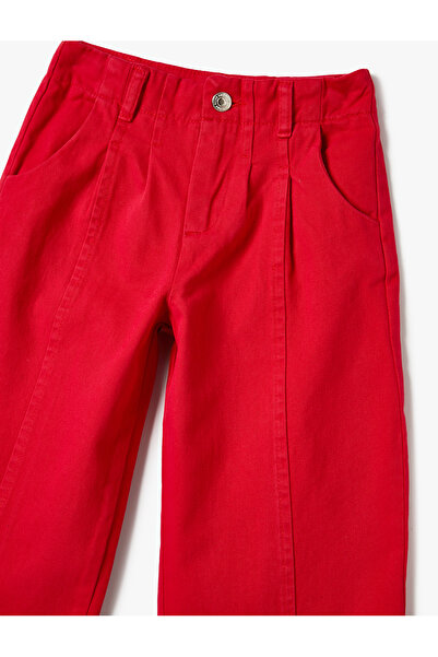 Koton Βαμβακερό τζιν με φαρδύ πόδι με λεπτομερείς ραφές με κουμπιά τσέπης