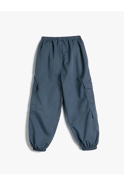 Koton Pantaloni Parachute Jogger Denim Buzunar din Bumbac Elastic în Talie - Blugi Parachute