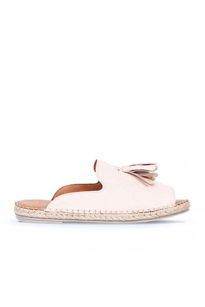 Bueno Shoes Γυναικείες δερμάτινες παντόφλες Espadrille Powder - 01wj0311
