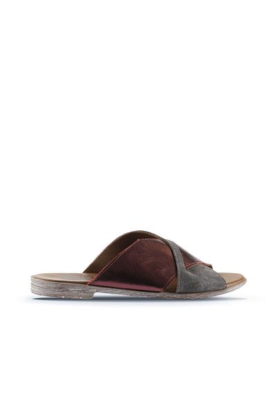 Bueno Shoes 01wu3000 Model Gri Claret Roșu Papuci de damă din piele intoarsa