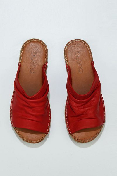 Bueno Shoes Papuci espadrille din piele roșie pentru femei - 01wl4617