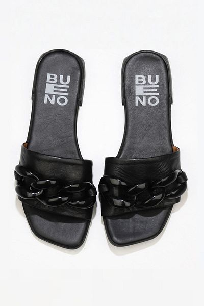 Bueno Shoes Papuci plati dama din piele neagra 01wu1815