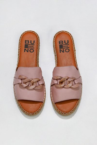 Bueno Shoes Δερμάτινες γυναικείες παντόφλες Espadrille - Dusty Rose, Μοντέλο 01ws1821