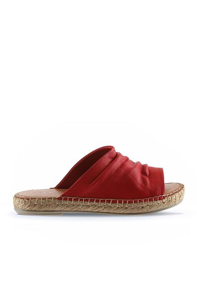 Bueno Shoes Papuci espadrille din piele roșie pentru femei - 01wl4617