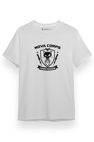 Tshirthane Ανδρικό μπλουζάκι Nova Corps Flerken Squadron Λευκό κοντομάνικο