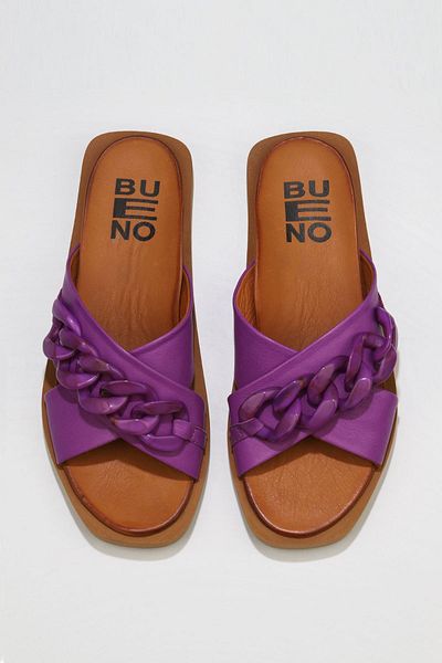 Bueno Shoes Lila Deri Kadın Düz Terlik 01wu3312