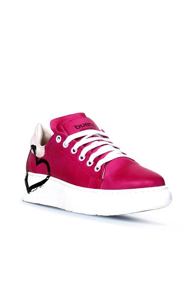 BUENO Pantofi sport de damă din piele fucsia - 01wr4802