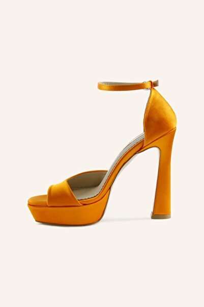 MARCATELLI Orange Satin Stefan Heeled Sandals