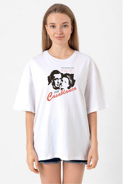 Tshirthane Casablanca We'll Always Have White Women's Oversize T-shirt