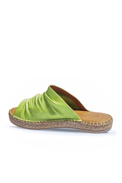 BUENO Shoes Yeşil Deri Kadın Espadril Terlik 01wl4617