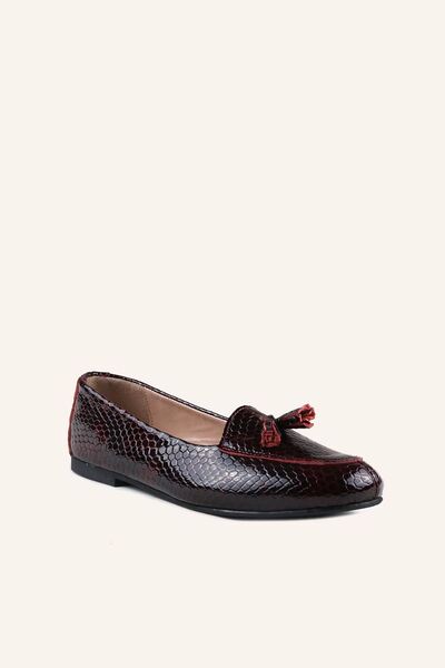 MARCATELLI Bordo Baskı 12 Deri Loafer Babet