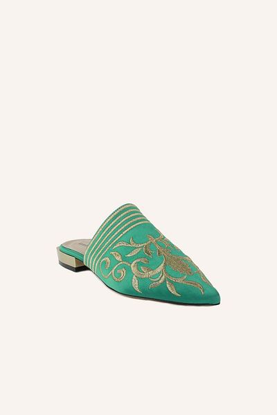 MARCATELLI Papuci de satin verde