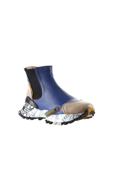 Bueno Shoes Γυναικεία Αθλητικά Μποτάκια - Γκρι, Κίτρινο-Μπλε, Δερμάτινο, 01wr2110