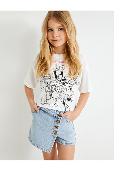 Koton Kot Şort Etek Cepli Düğmeli Kruvaze Pamuklu