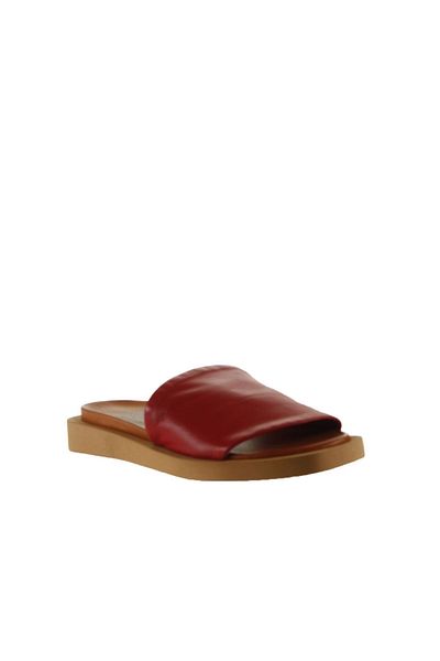 Bueno Shoes Papuci plati din piele rosie pentru femei - 01wq9103