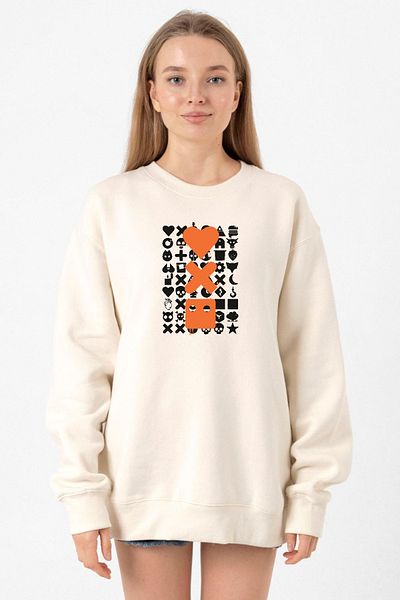 Tshirthane Love Death Robots Orange Ecru Women's 2ip Sweatshirt