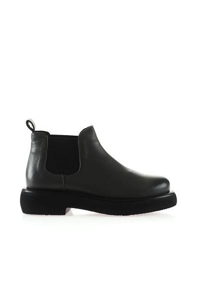 Bueno Shoes Γκρι δερμάτινες γυναικείες μπότες - Flat Design 01wt0502