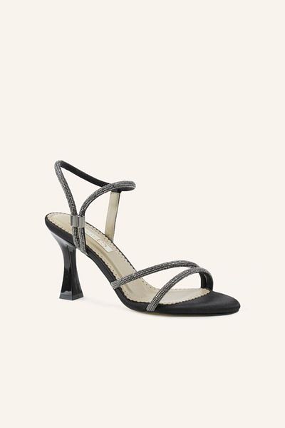 MARCATELLI Siyah Saten Manila Mini Topuklu Sandalet