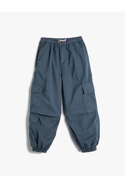 Koton Pantaloni Parachute Jogger Denim Buzunar din Bumbac Elastic în Talie - Blugi Parachute