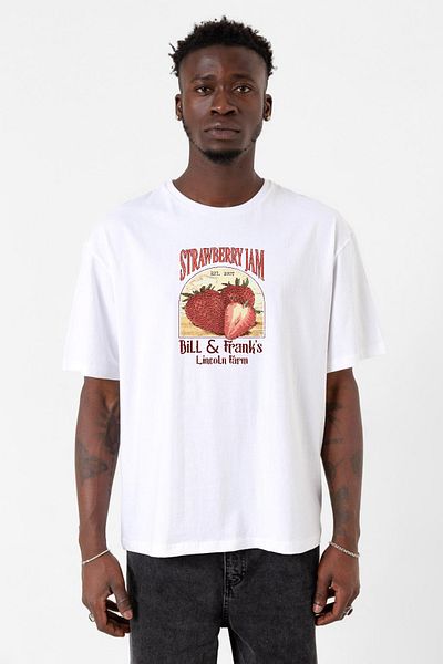 Tshirthane The Last Of Us Bill And Frank Strawberry Jam Λευκό ανδρικό μπλουζάκι μεγάλου μεγέθους