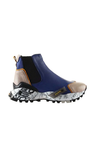 Bueno Shoes Γυναικεία Αθλητικά Μποτάκια - Γκρι, Κίτρινο-Μπλε, Δερμάτινο, 01wr2110