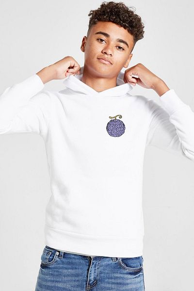 Tshirthane Φούτερ με κουκούλα One Piece Anime Gomu Gomu Devil Fruit White Παιδικό 3ip