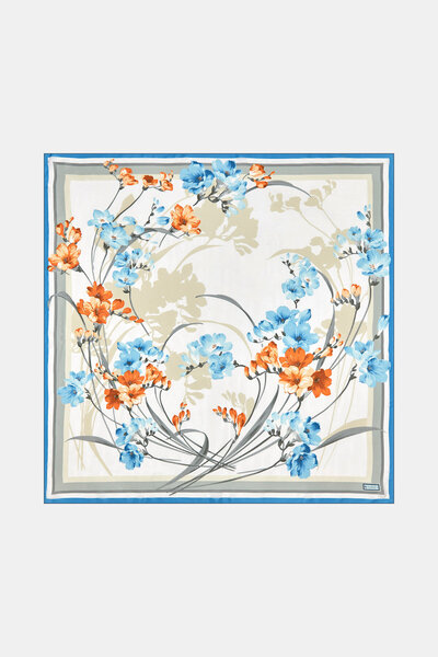 Vakko وشاح فيسكوز حريري منقوش بالزهور