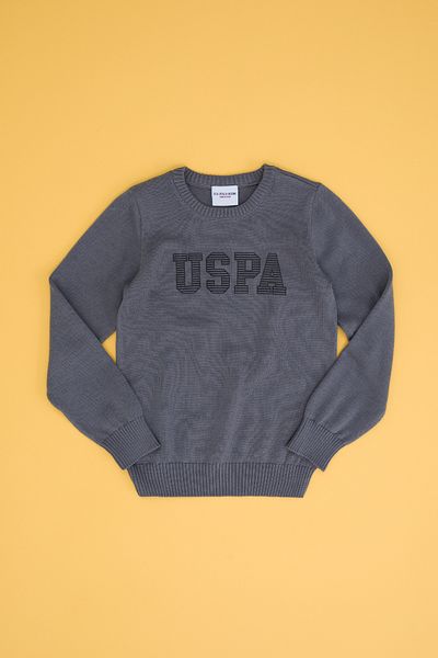 U.S. Polo Assn. Boy's Gray Melange Crew Neck Knitwear Sweater 50260600 -Vr109