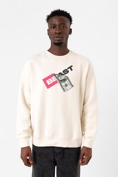 Tshirthane Ανδρικό φούτερ Mr Beast Dollar Bill Ecru 2ip